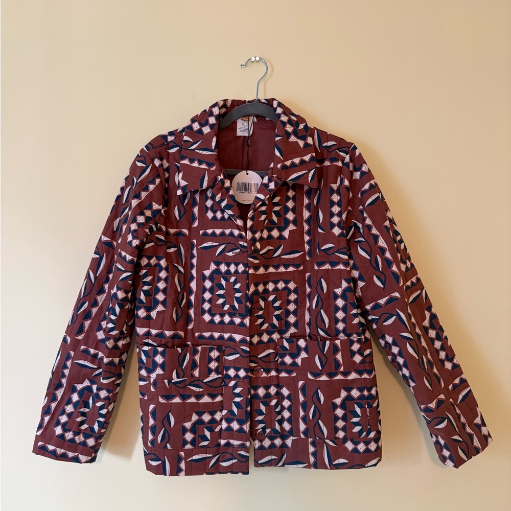 Geometric Patterned Brown Jacket - Picture 2 of 4
